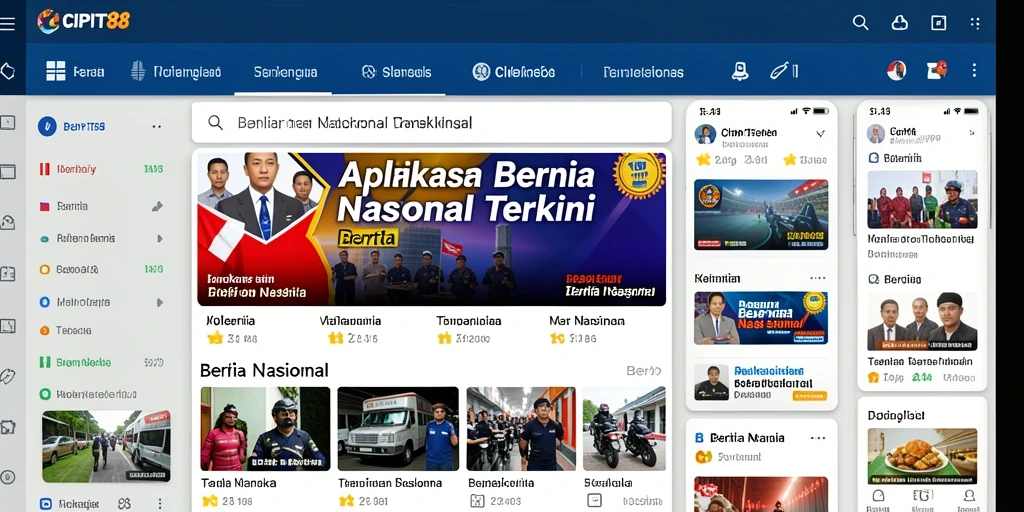 Antarmuka aplikasi CIPIT88 menampilkan berita nasional terkini.