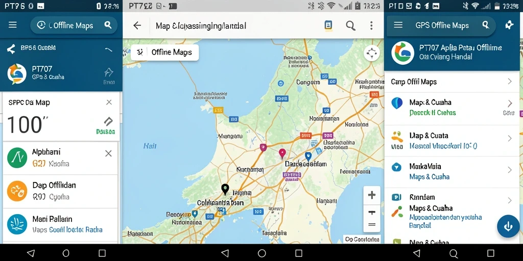 Antarmuka PT707 yang user-friendly untuk GPS Offline Maps.