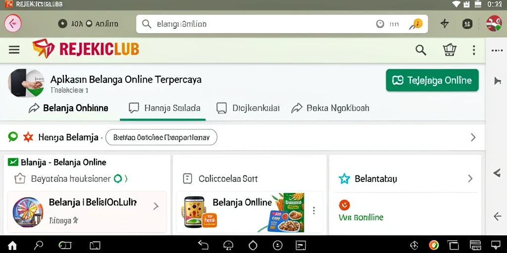 Screenshot antarmuka aplikasi REJEKICLUB yang menunjukkan fitur belanja online.