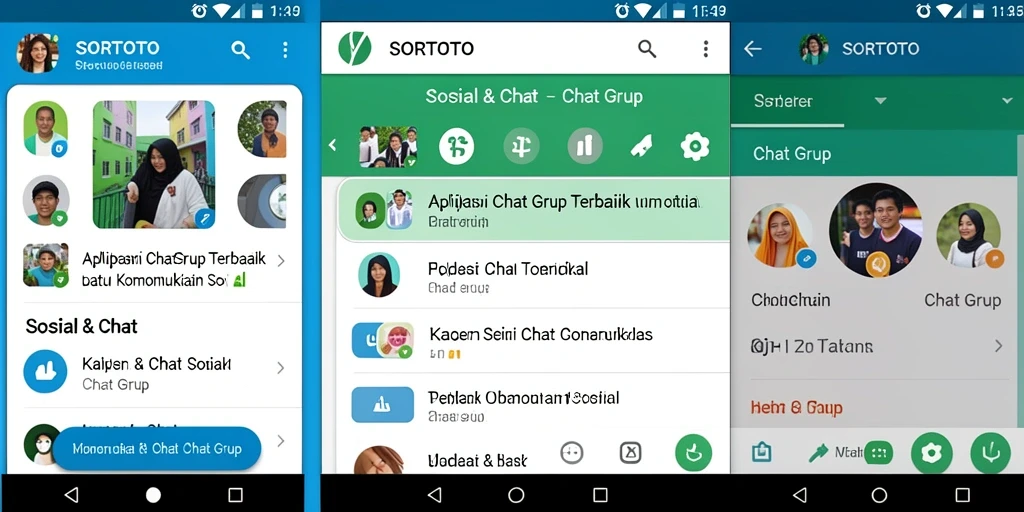 Tampilan antarmuka SORTOTO saat chatting di grup yang dinamis.